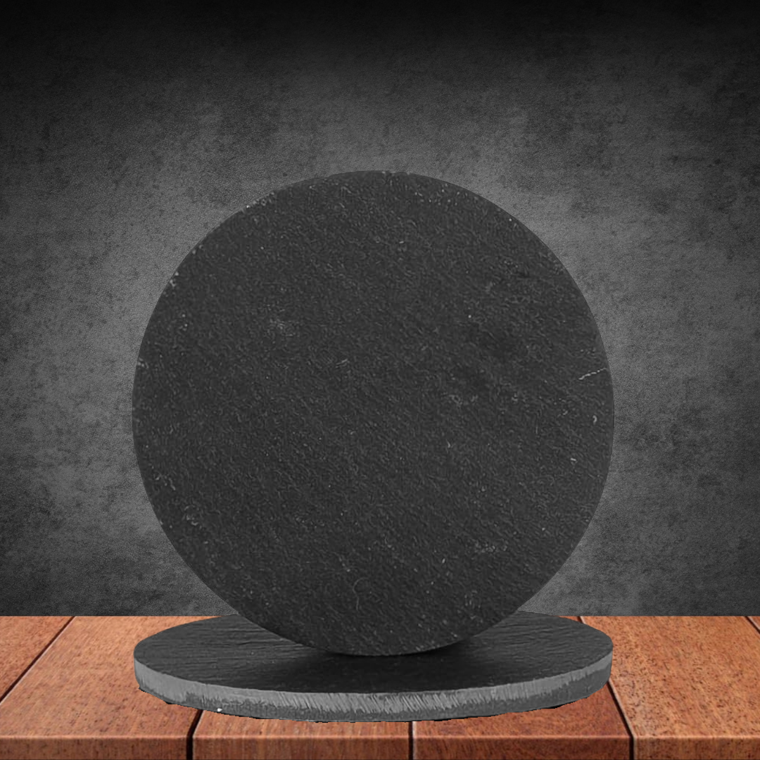 2 Round Glass Coaster - Marble Black