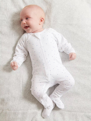 Pure Baby Essentials Grey Spot Zip Growsuit