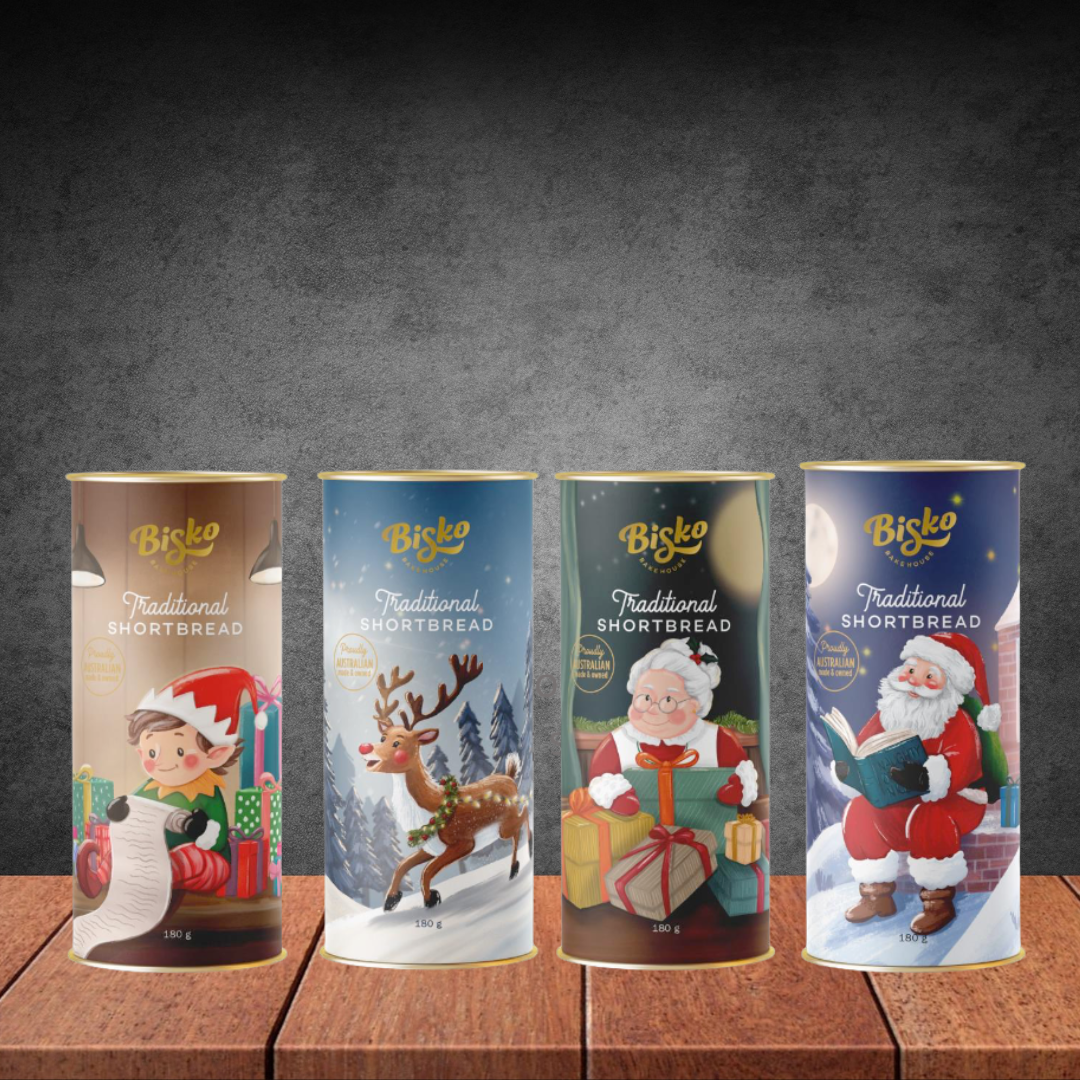 Bisko Traditional Short Breads Christmas Cylinder Tube 180g