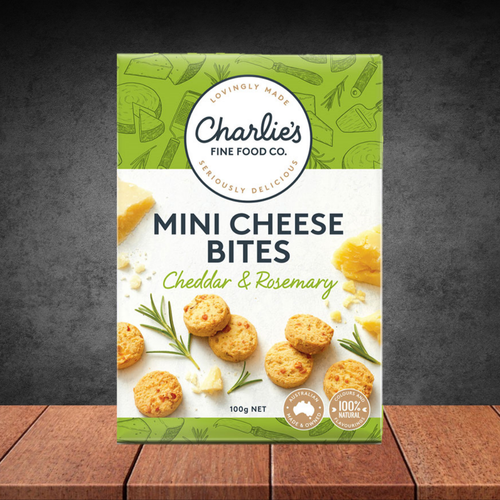 Charlie's Fine Food Co. Cheddar & Rosemary Mini Cheese Bites 100g