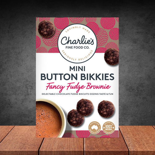 Charlie's Fine Foods Co. Fancy Fudge Brownie Mini Button Bikkies 100g