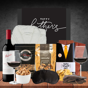 Dad's Luxury Robe & Cab Shiraz Hamper with White Robe