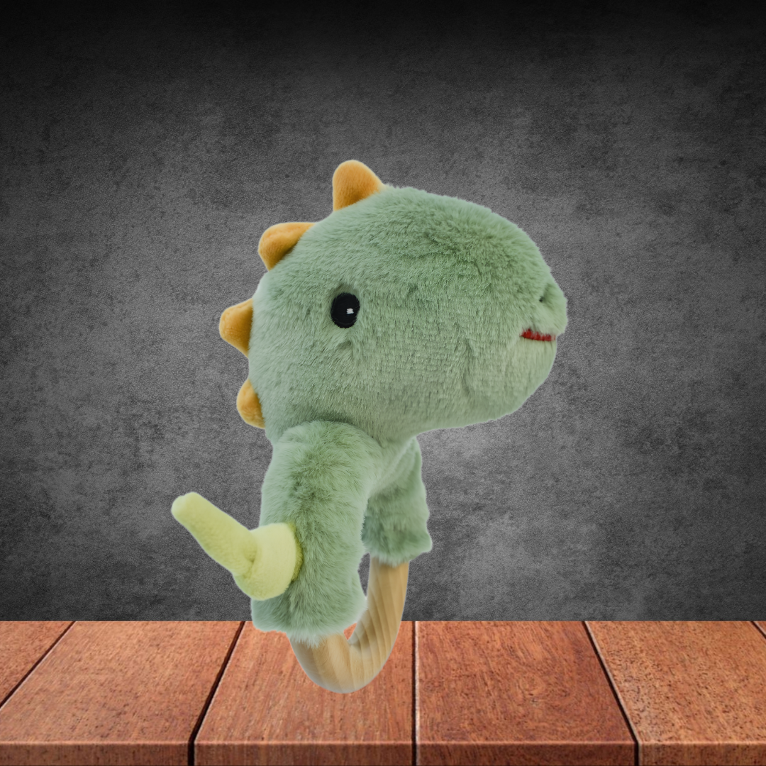 Eleganter Snuggle Buddy Minty Dinosaur Wooden Ring Rattle