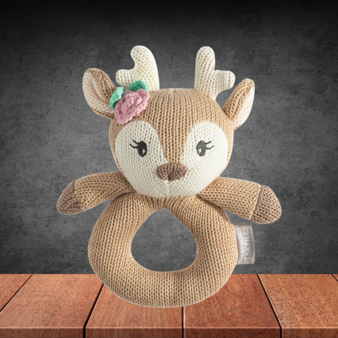 Living Textiles Ava The Fawn Knitted Rattle