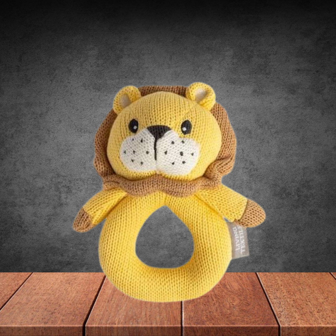 Living Textiles Leo The Lion Knitted Rattle