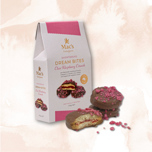 Mac's Indulgence Shortbread Dream Bites Choc Raspberry Crunch 170g