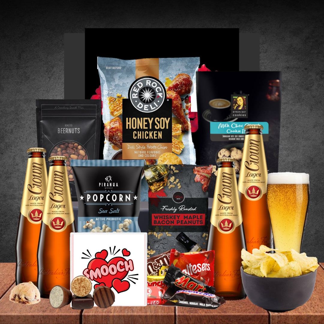 Mens Best Beer Valentines Hamper with 4 Crown Lager 330ml