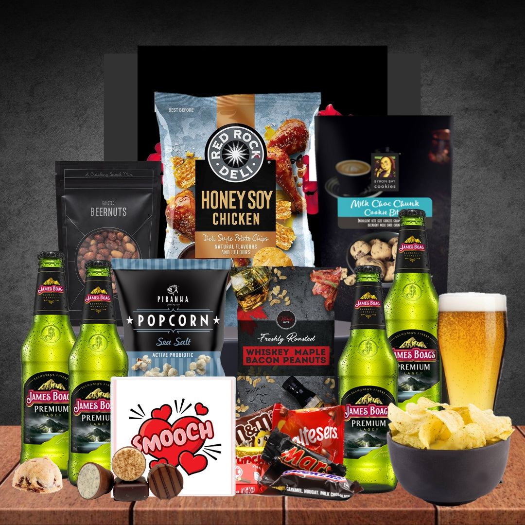 Mens Best Beer Valentines Hamper with 4 James Boag's Premium Lager 375ml