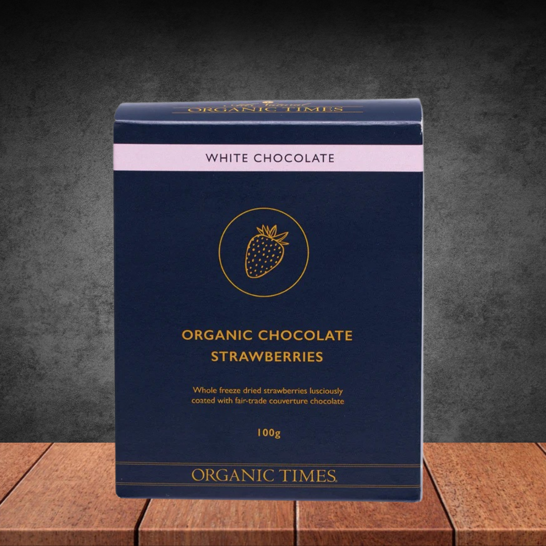 Organic Times White Chocolate Strawberries 100g