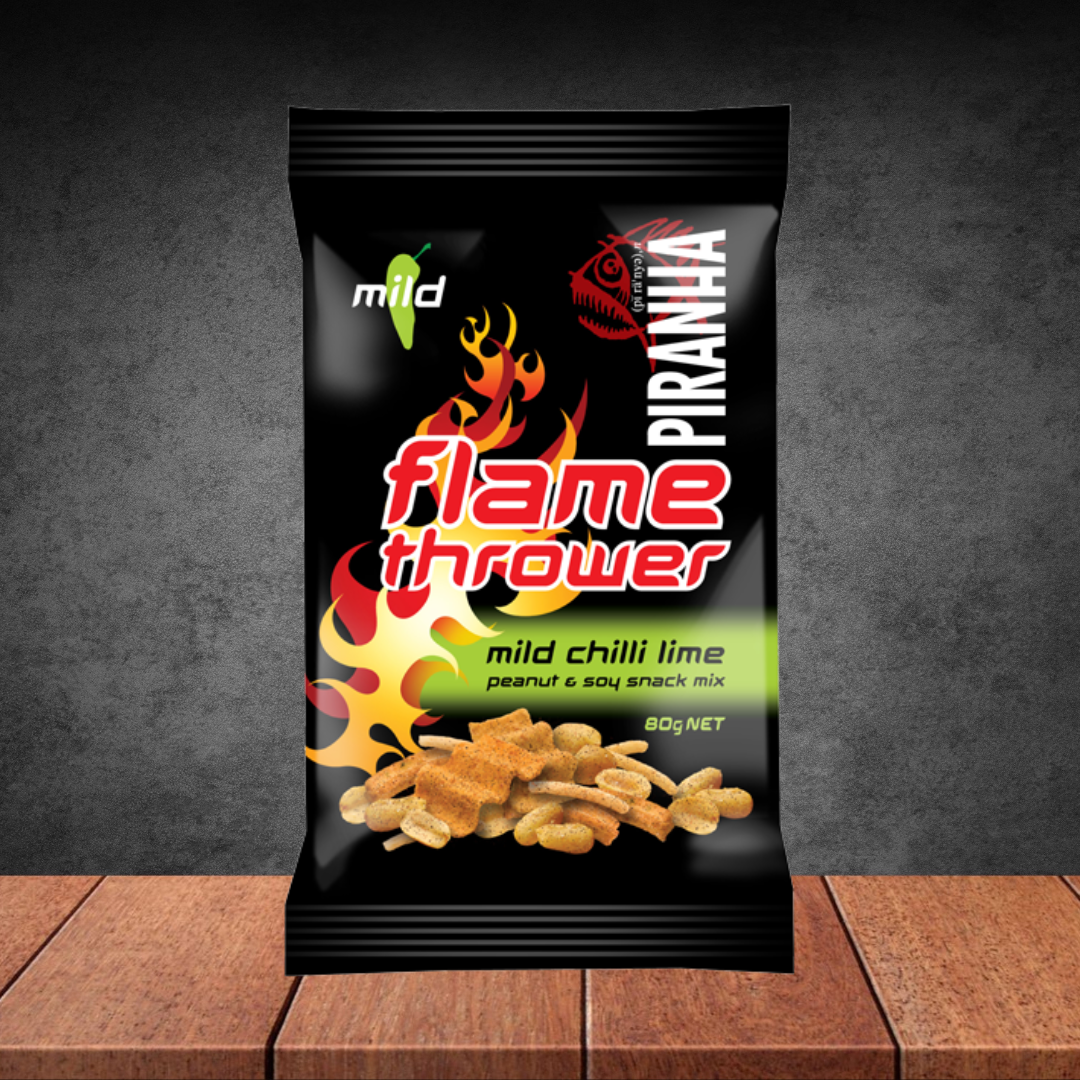 Piranha Flame Thrower Mild Chilli Lime Peanut & Soy Snack Mix 80g
