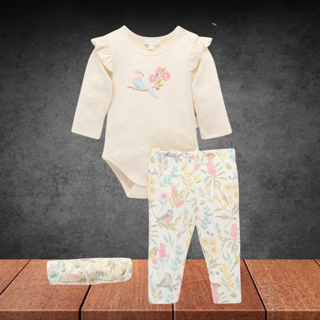 Pure Baby 3 Piece Gift Pack W/Headband