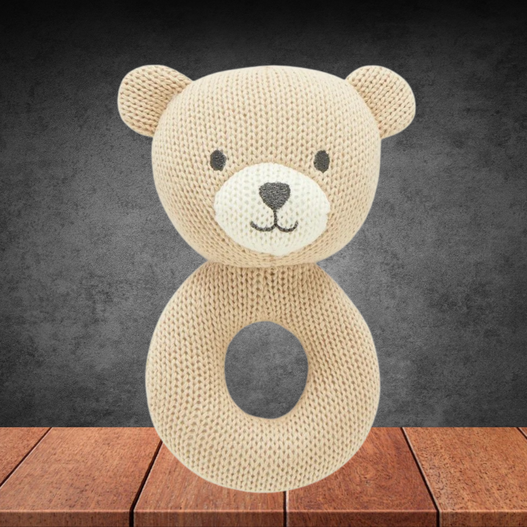 Pure Baby Bear Knitted Rattle