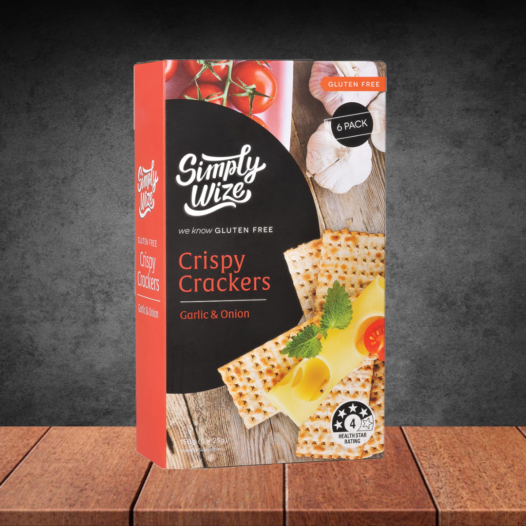 Simply Wize Gf Crispy Crackers Onion And Garlic 25g