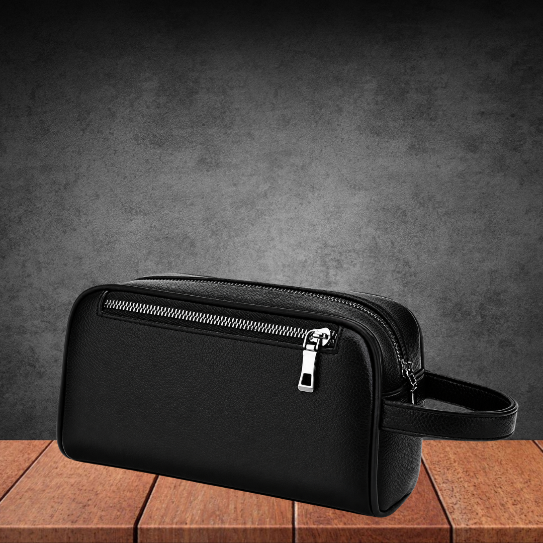 Toiletry Bag Black Leather
