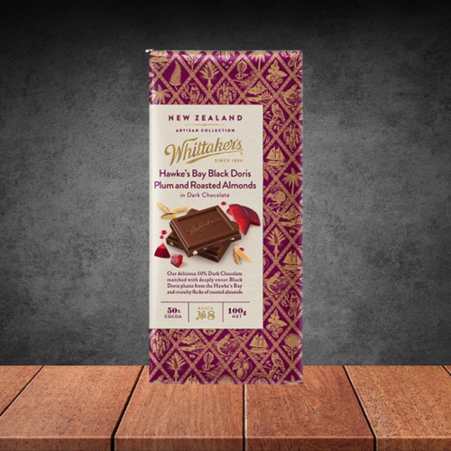 Whittakers Hawkes Bay Plum & Roasted Almond Dark Chocolate 100g