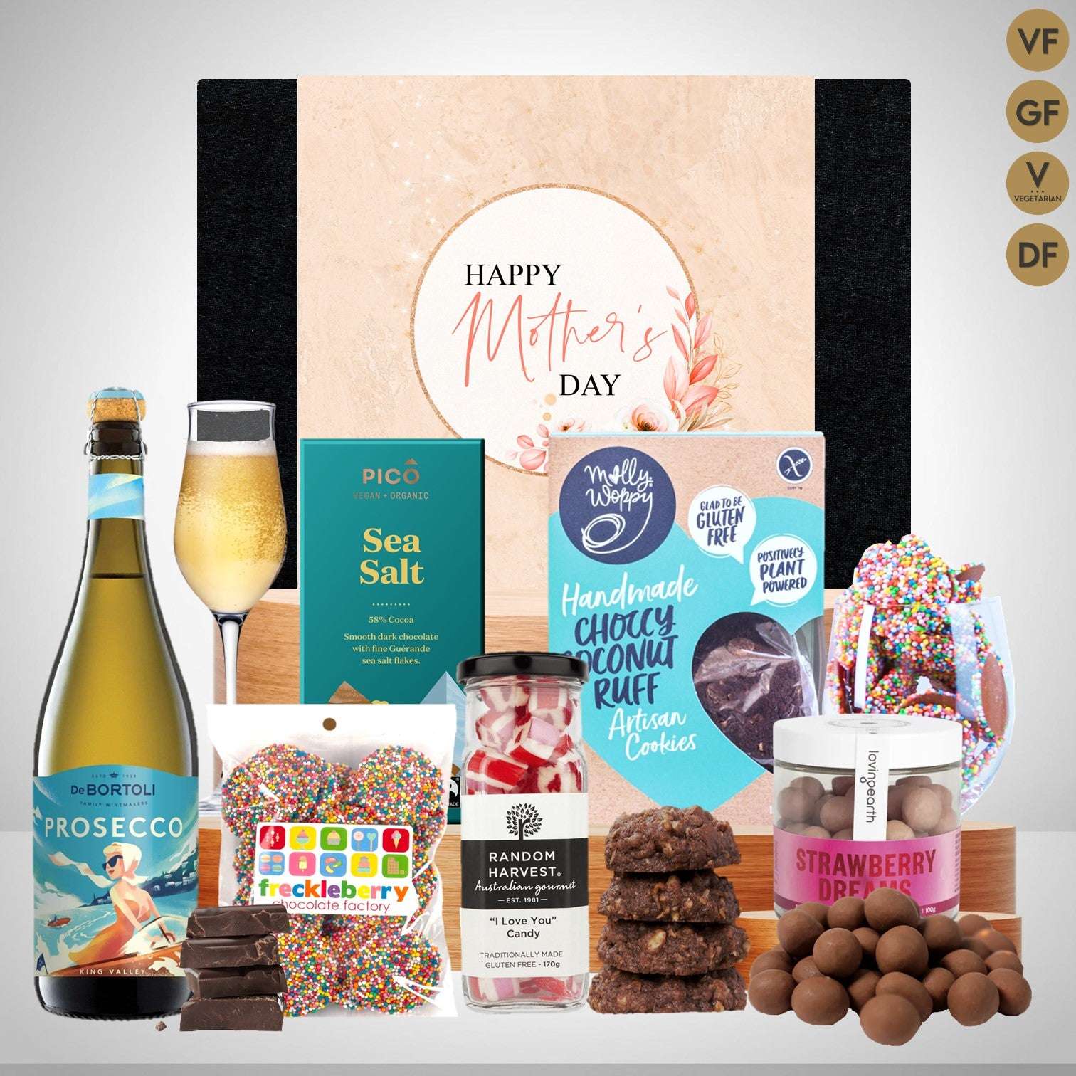 Prosecco Wine with Vegan Snacks Mother's Day Hamper