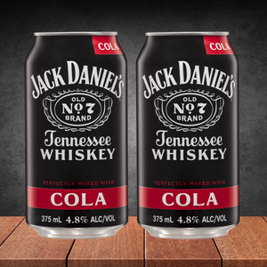 2 Jack Daniels Tennessee whiskey & cola 375ml