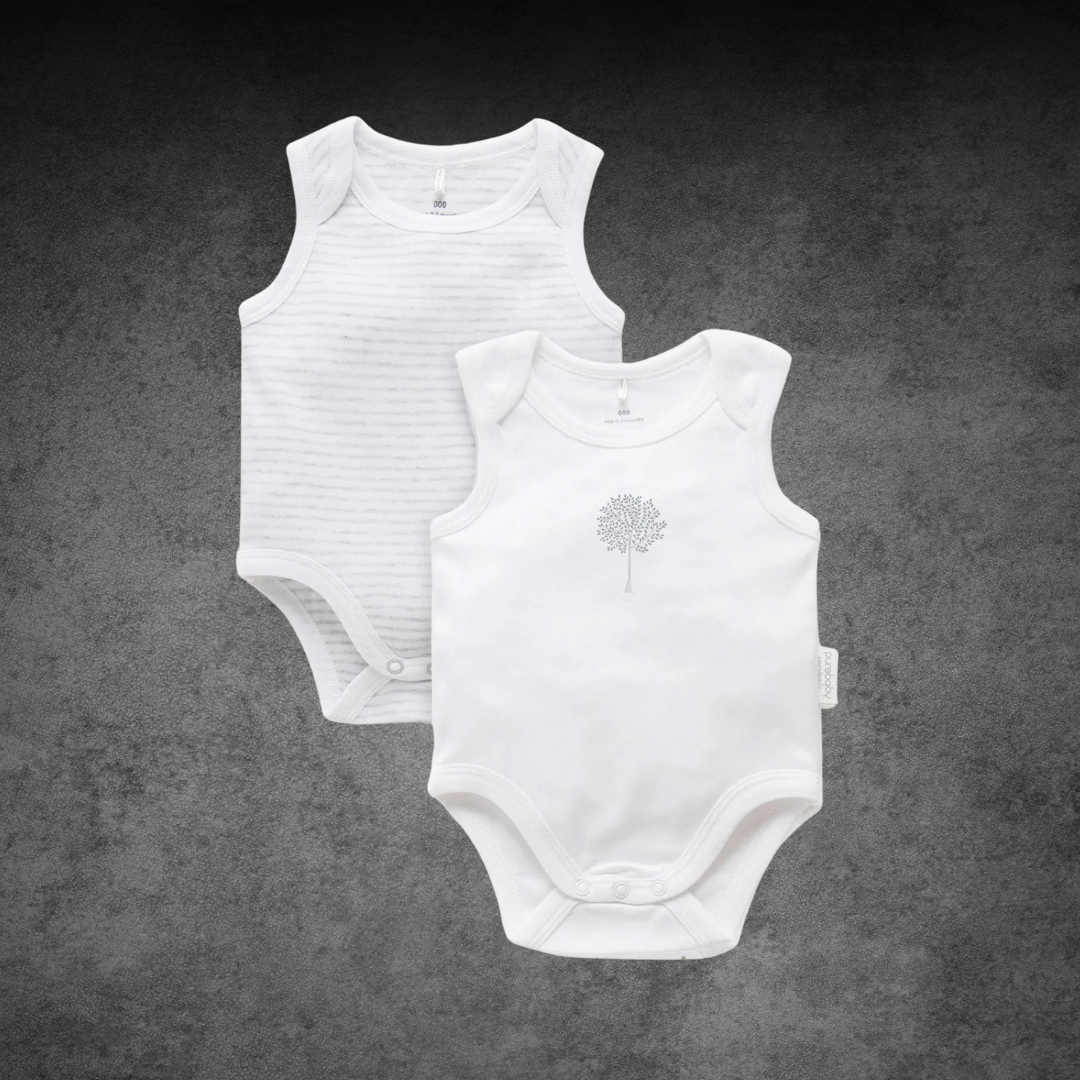 2 Pure Baby Singlet Romper Bodysuits - Size 000