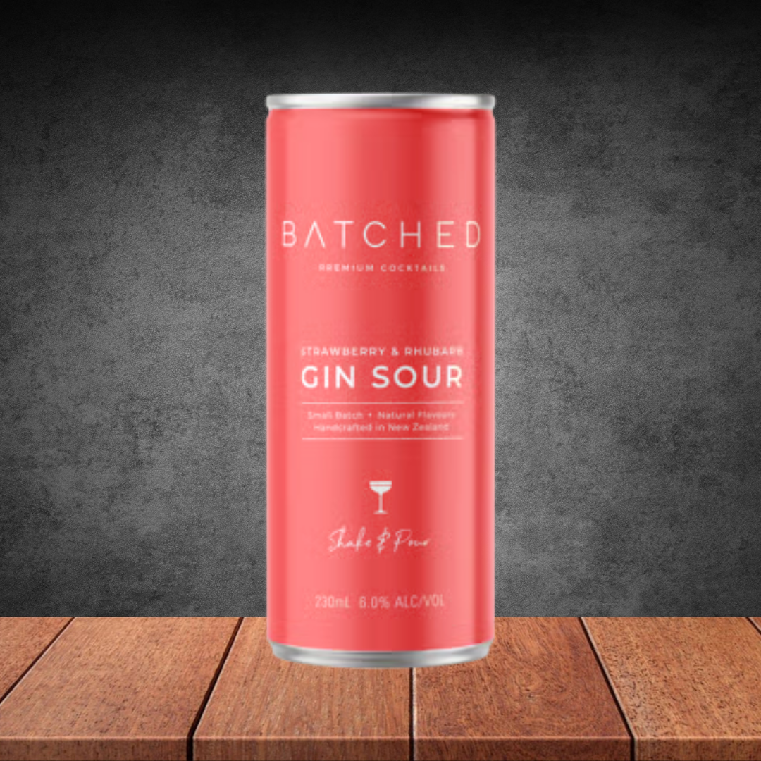 Batched Premium Cocktails Strawberry & Rhubarb Gin Sour 230ml