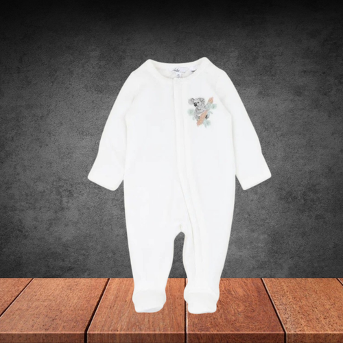 Bebe By Minihaha Charlie Koala Velour Zip Onesie Snow White