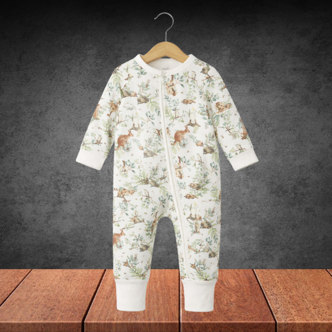 Bebe By Minihaha Charlie Organic L/S Zipsuit Charlie Print