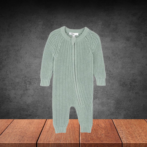 Bebe By Minihaha Sage Knitted Zip Romper