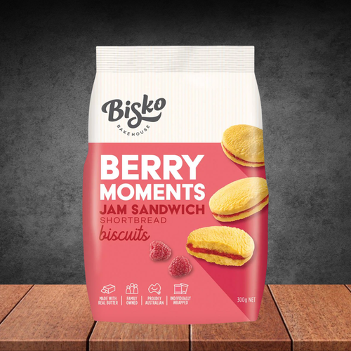 Bisko Berry Moments Jam Sandwich Shortbread Biscuits