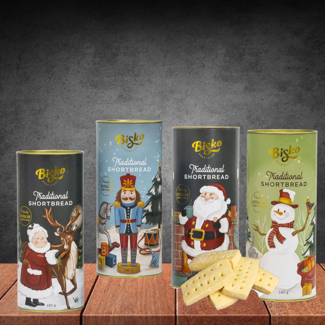 Bisko Traditional Shortbread Christmas Cylinder Tube 180g