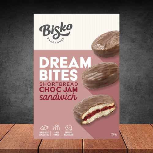 Bisko Bakehouse Everyday Choc Jam Sandwich Biscuits 150g