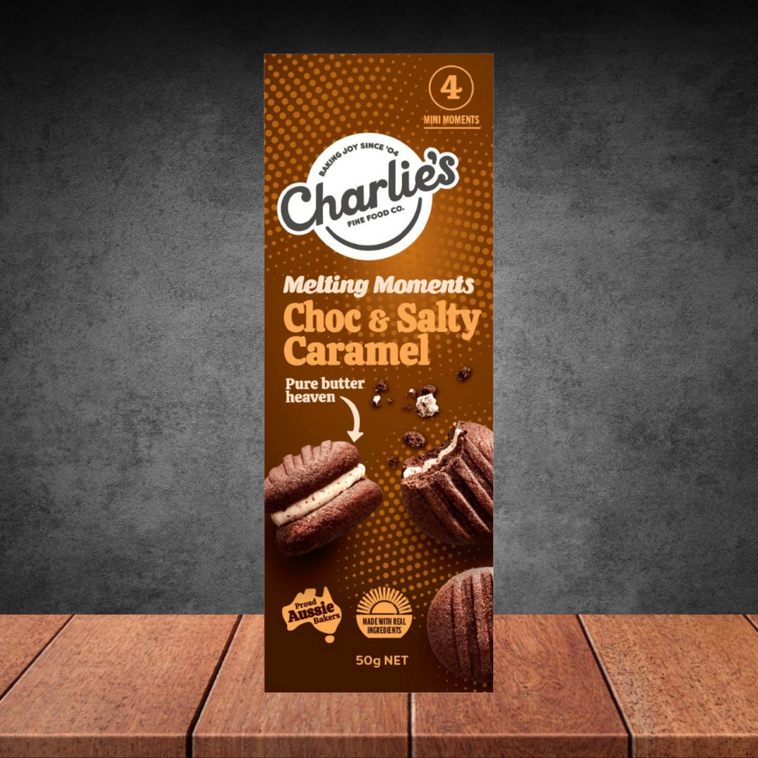 Charlies Fine Foods Chocolate & Salty Caramel Melting Moments 50g