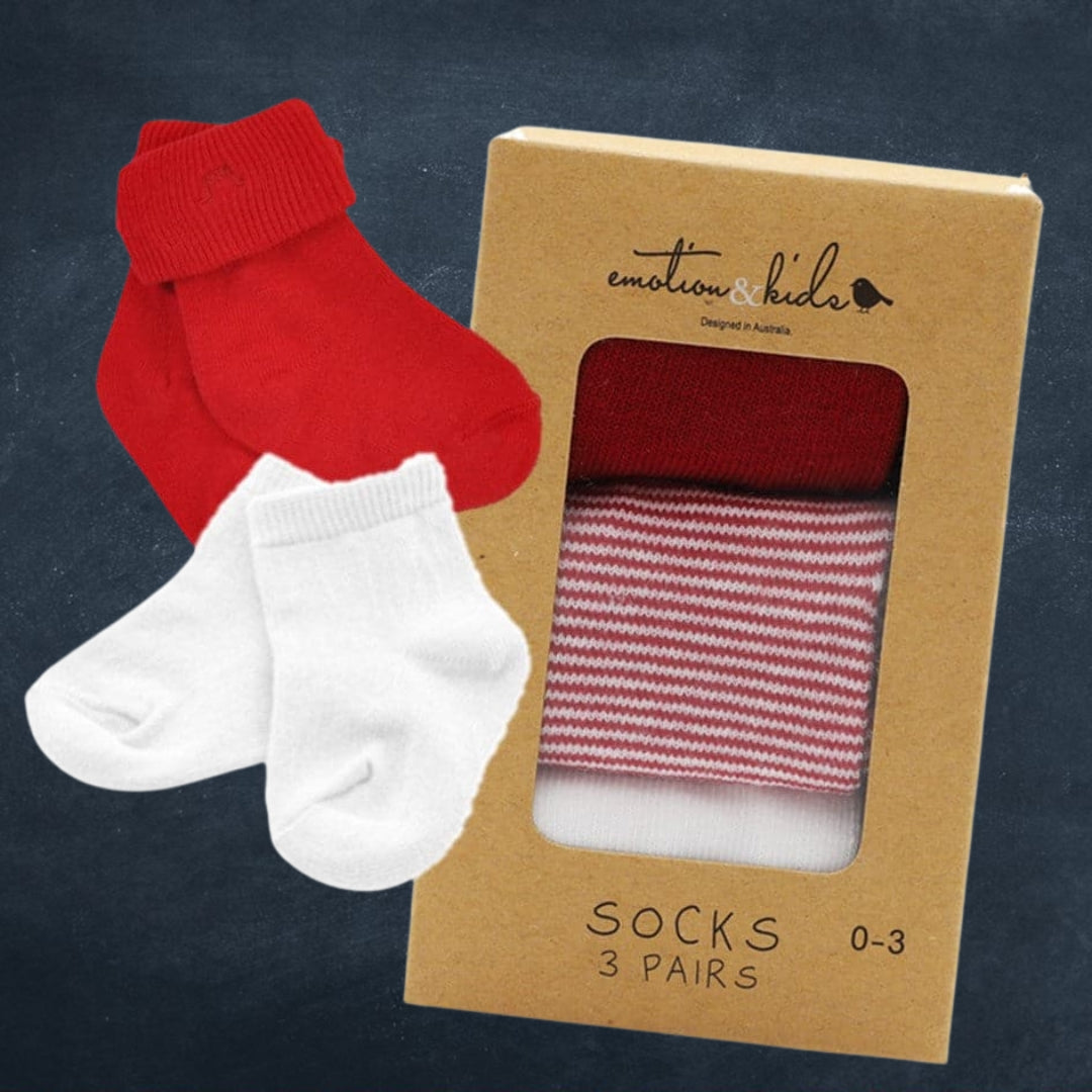 Emotion & Kids Red Socks 3pk 0-3months
