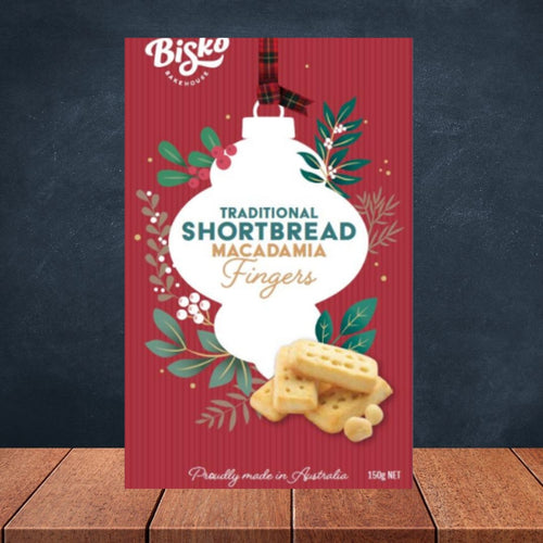 BISKO BUTTER SHORTBREAD MACADAMIA FINGERS 150G ( CHRISTMAS RANGE)
