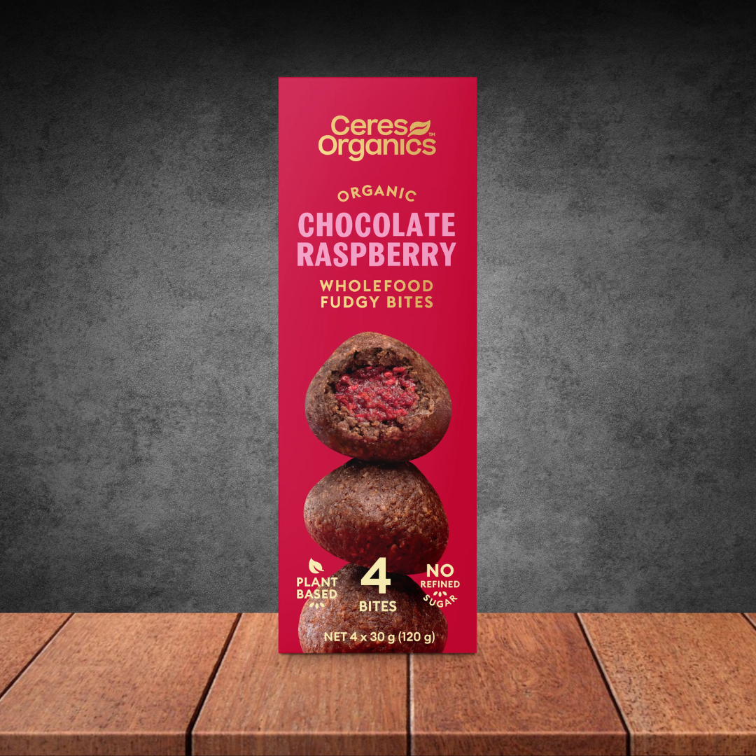 Ceres Organics Wholefood Fudgy Bites, Chocolate Raspberry 120g