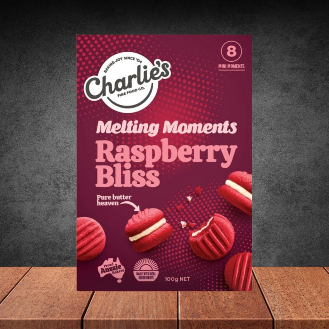 Charlie's Fine Foods Co. Raspberry Bliss Mini Melting Moments 100g