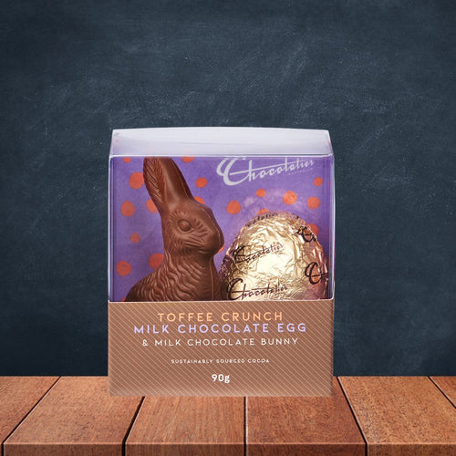 Chocolatier Toffee Crunch Milk Egg & Milk Bunny 90g