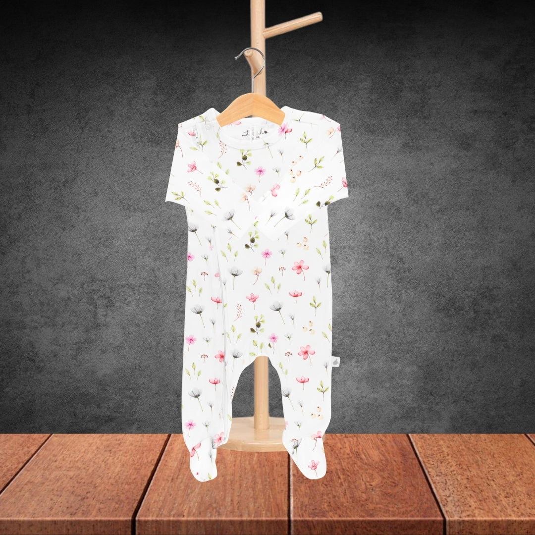 Emotion & Kids Fleur Zipped Organic Cotton Footed Outfit