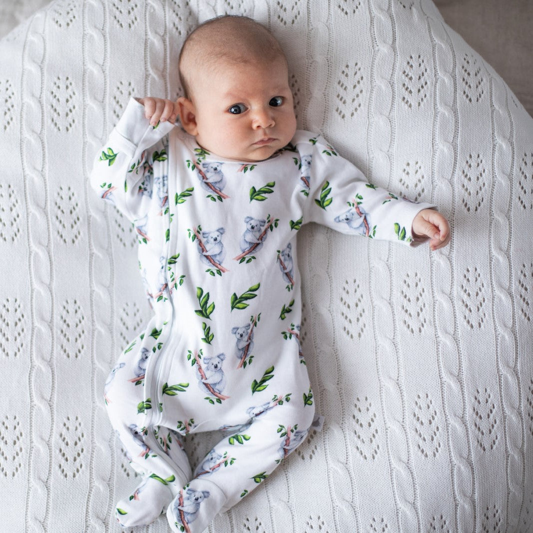 Emotion & Kids Koala Organic Cotton Zip Outfit With Feet 0-3