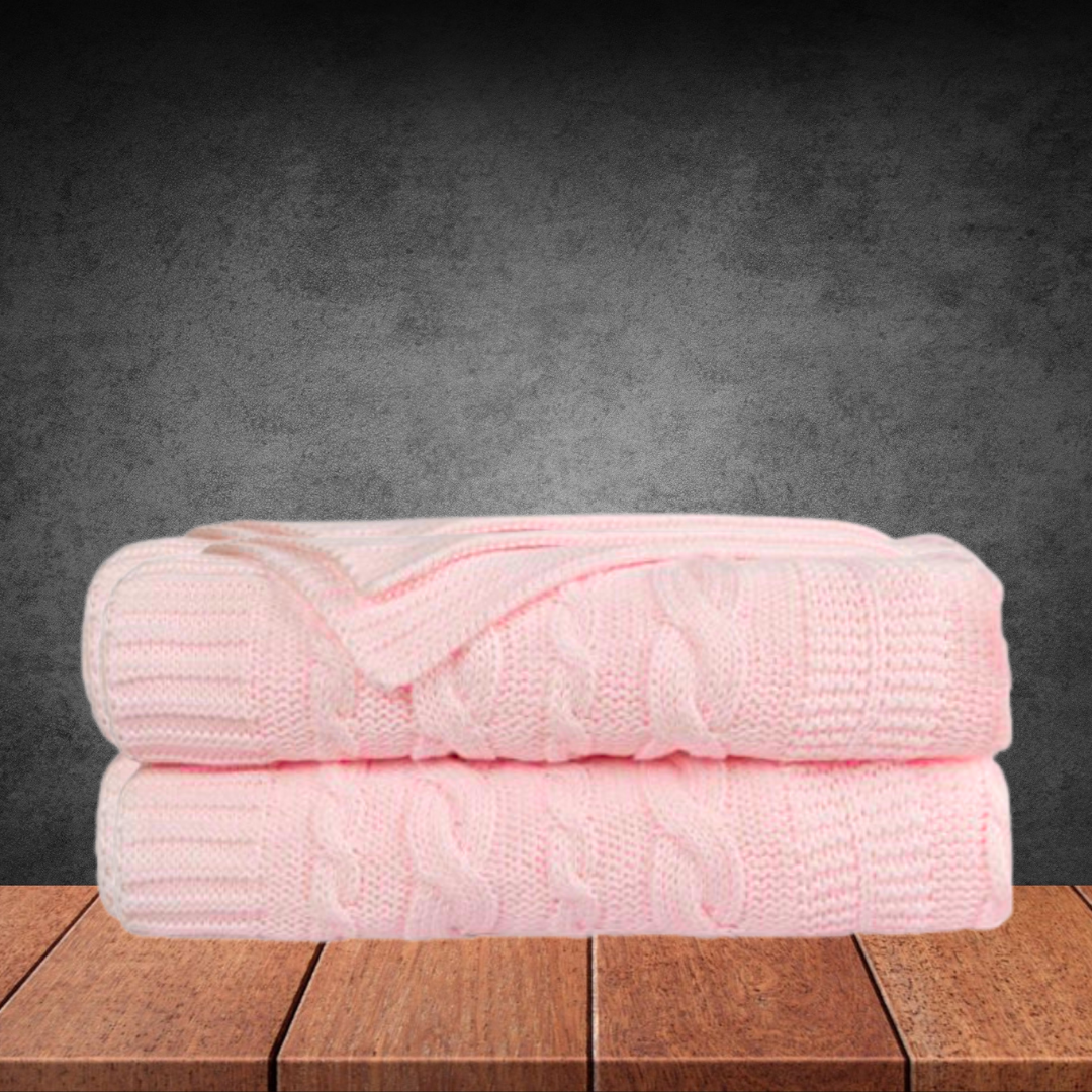 Emotion & Kids Pale Pink Lace Knit Bassinet Blanket