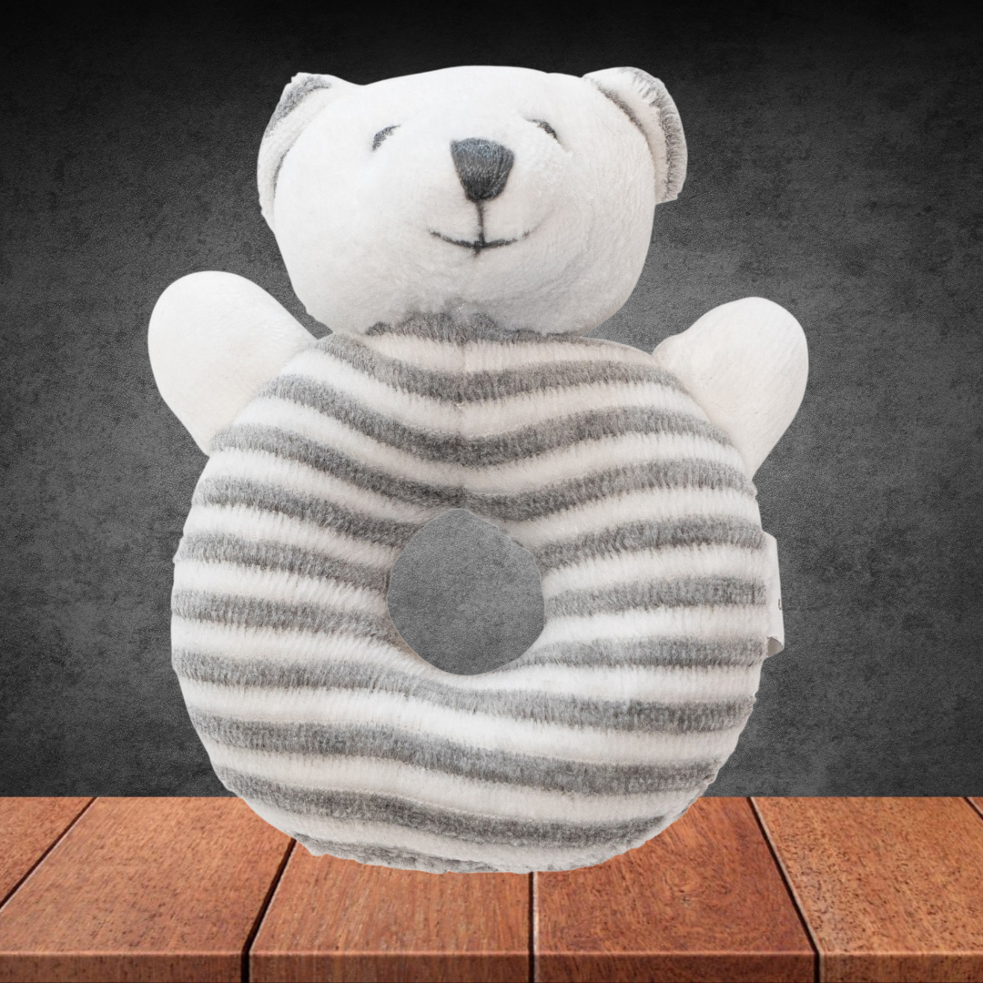 Emotion & Kids White And Grey Stripe Bear Rattle