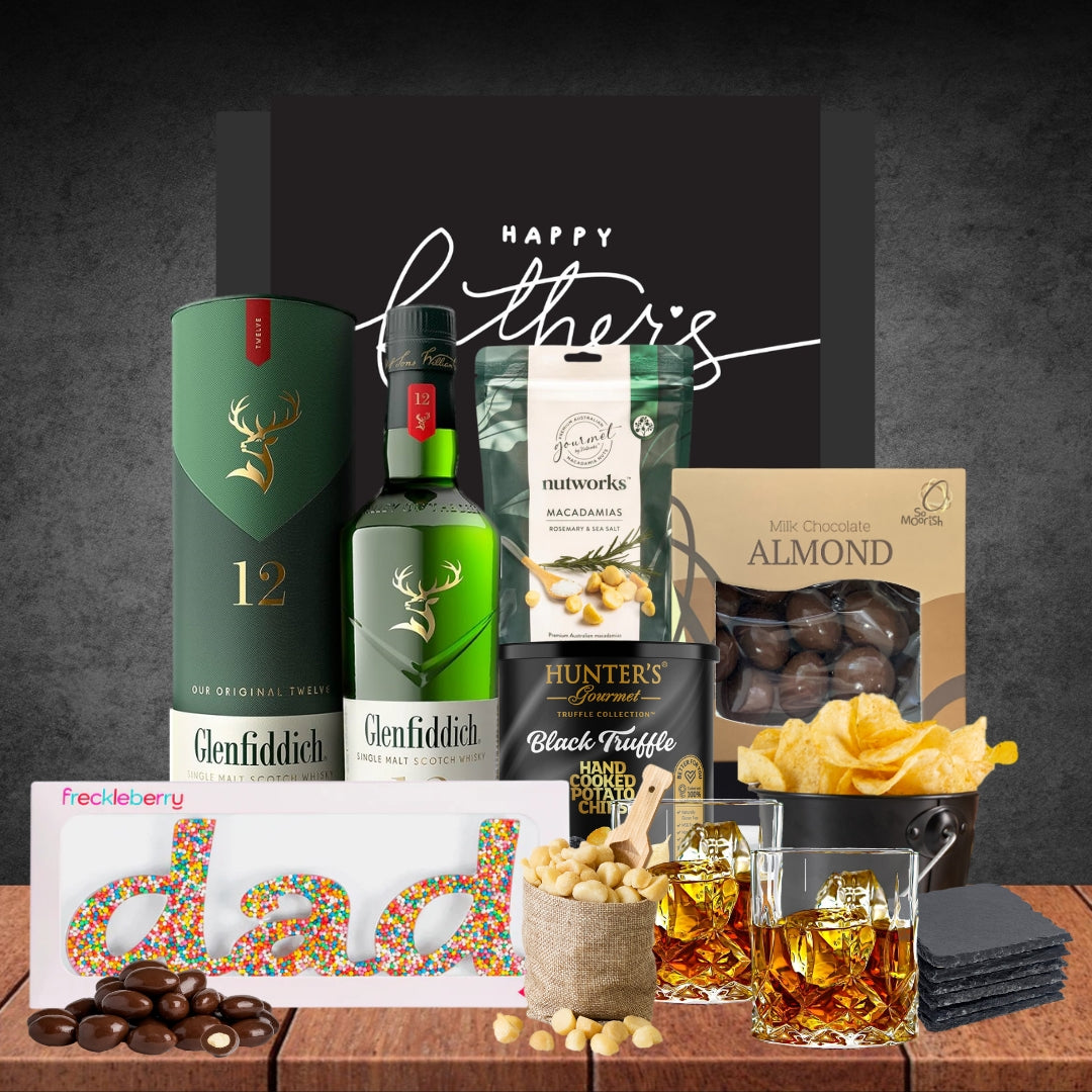 Father's Day Whisky Celebration Hamper with Glenfiddich 12-Year Old Single Malt Scotch Whisky 700ml