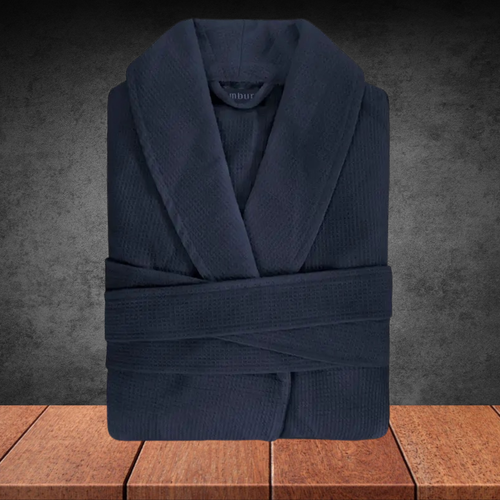 Men's Long Waffle Blue Robe