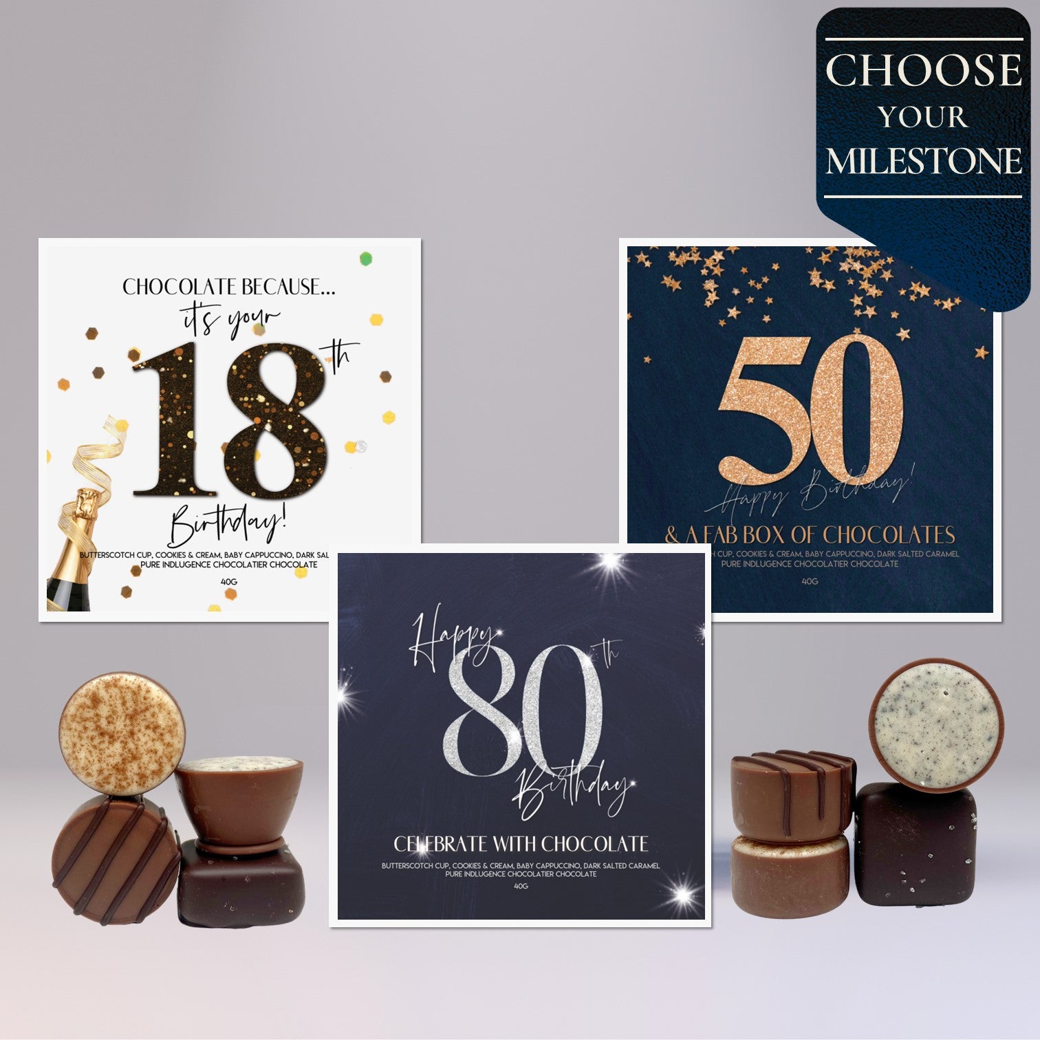 Milestone Birthday Pure Indulgence Choc Box 40g