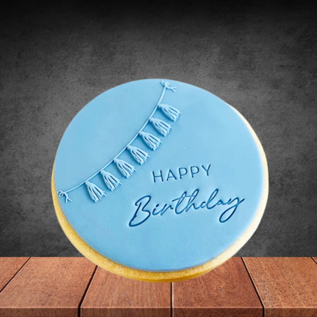 Blue Happy Birthday Handmade Cookie