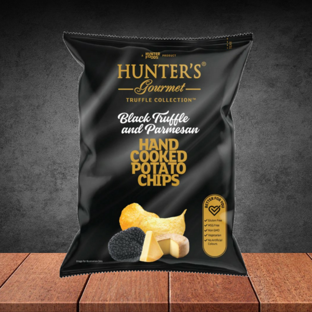Hunter's Gourmet Hand Cooked Black Truffle & Parmesan Chips 125g