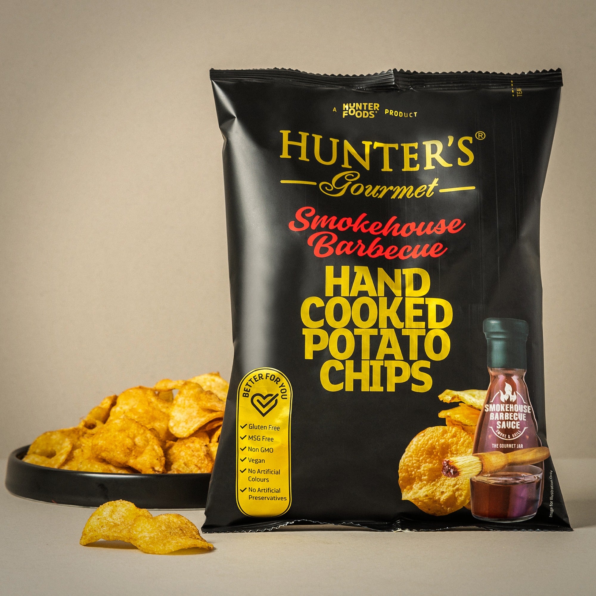 Hunter's Gourmet Hand Cooked Smokehouse Barbecue Potato Chips 125g