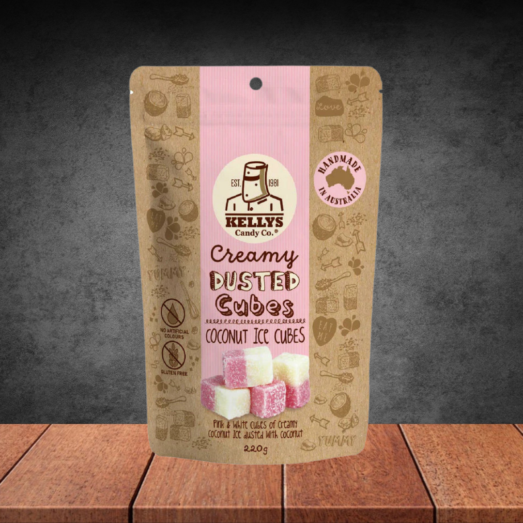 Kelly's Candy Co Dusted Coconut Ice Cubes 220g