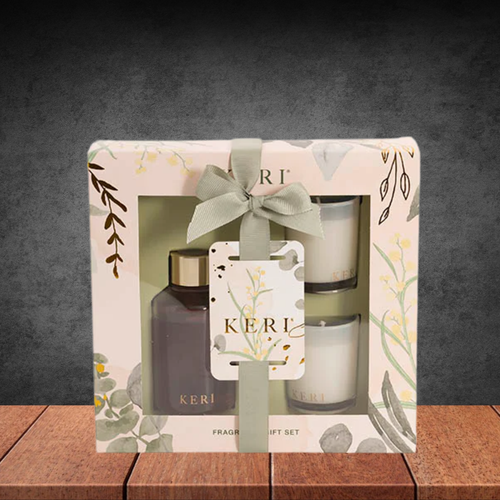 Keri Fragrance Candle & Diffuser Gift Set Vanilla & Peach Blossom
