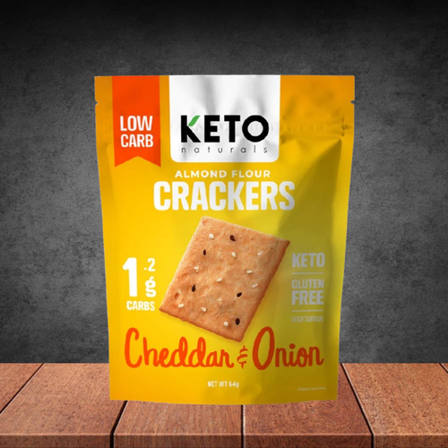 Keto Natural Almond Flour Crackers Cheddar And Onion
