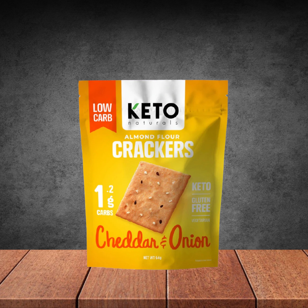 Keto Natural Almond Flour Crackers Cheddar and Onion