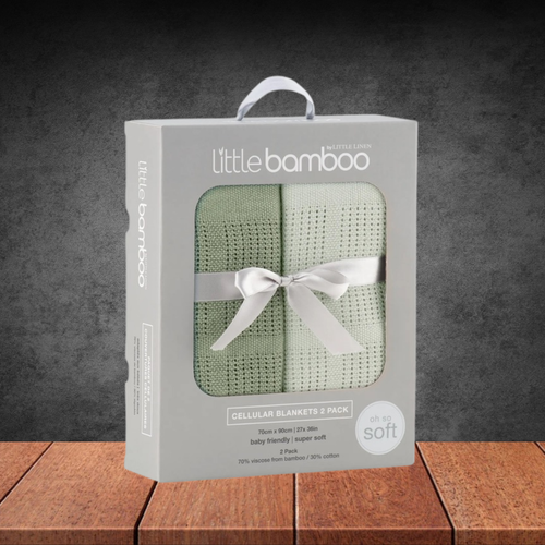Little Bamboo Cellular Blanket 2pk - Bay Leaf
